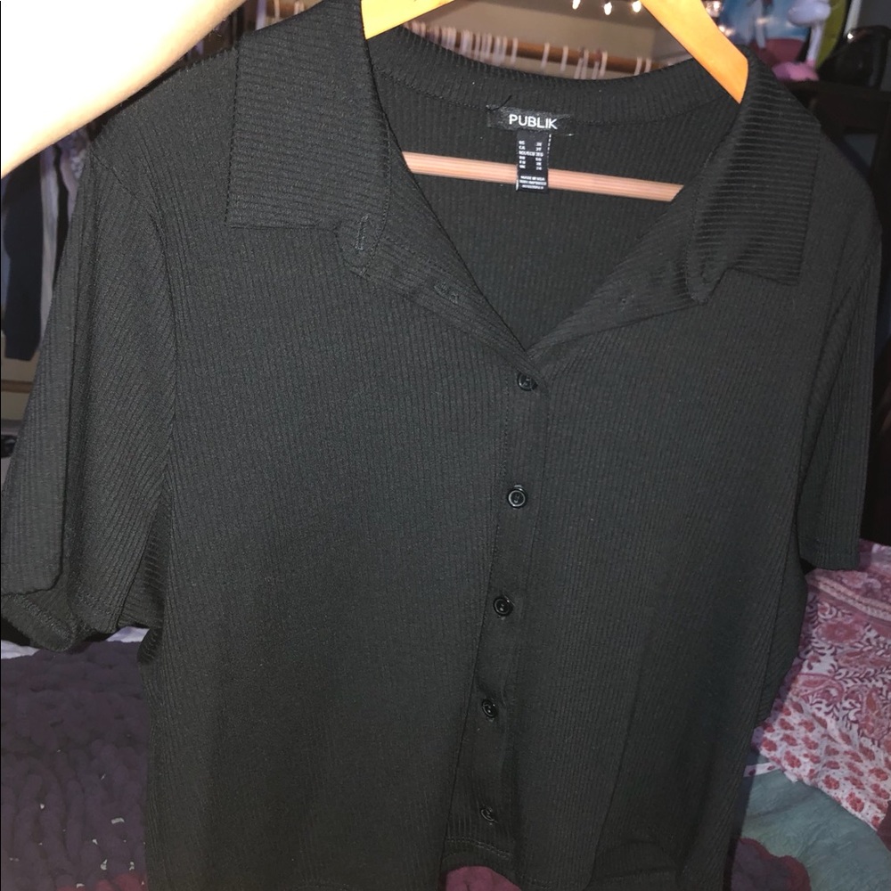 button up crop top!!